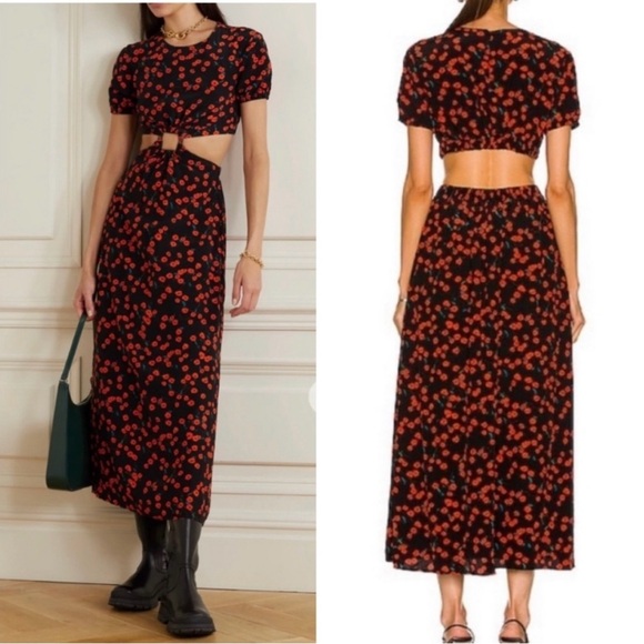 STAUD Dresses & Skirts - STAUD NWT Calypso Poppy Cut-Out Dress
